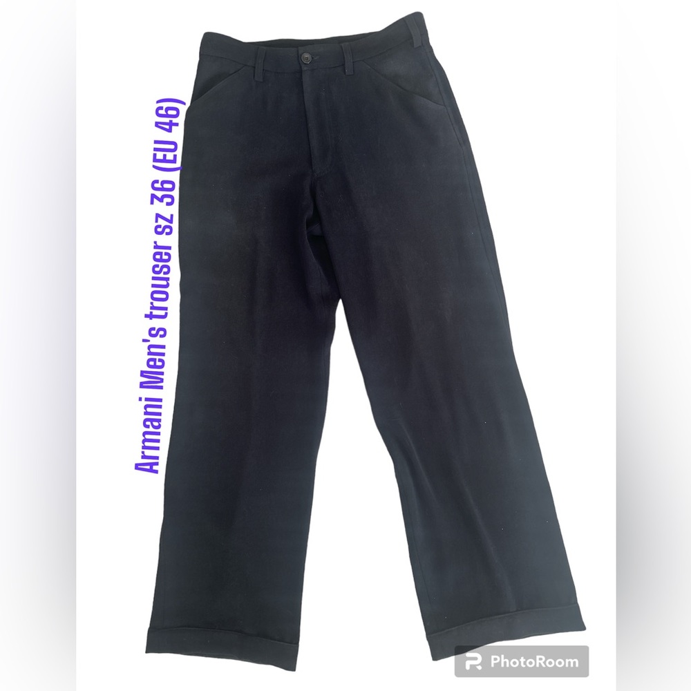 Giorgio Armani Flat Front Italian Black Dress Pants Trouser sz 36 USA Slacks GUC